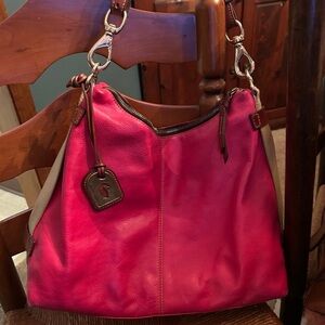 Dooney & Bourke Pink and Tan Leather Hobo Bag